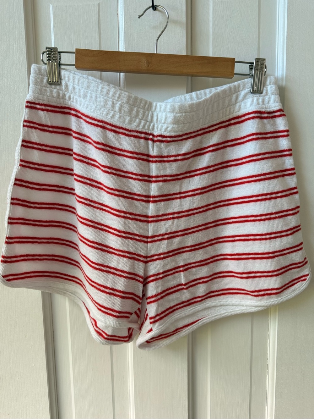 J. Crew White Knit Athletic Shorts with Red Stripes